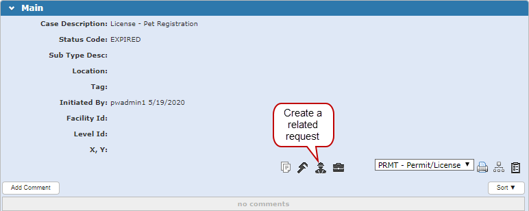 Create a Related Request from the Main Panel